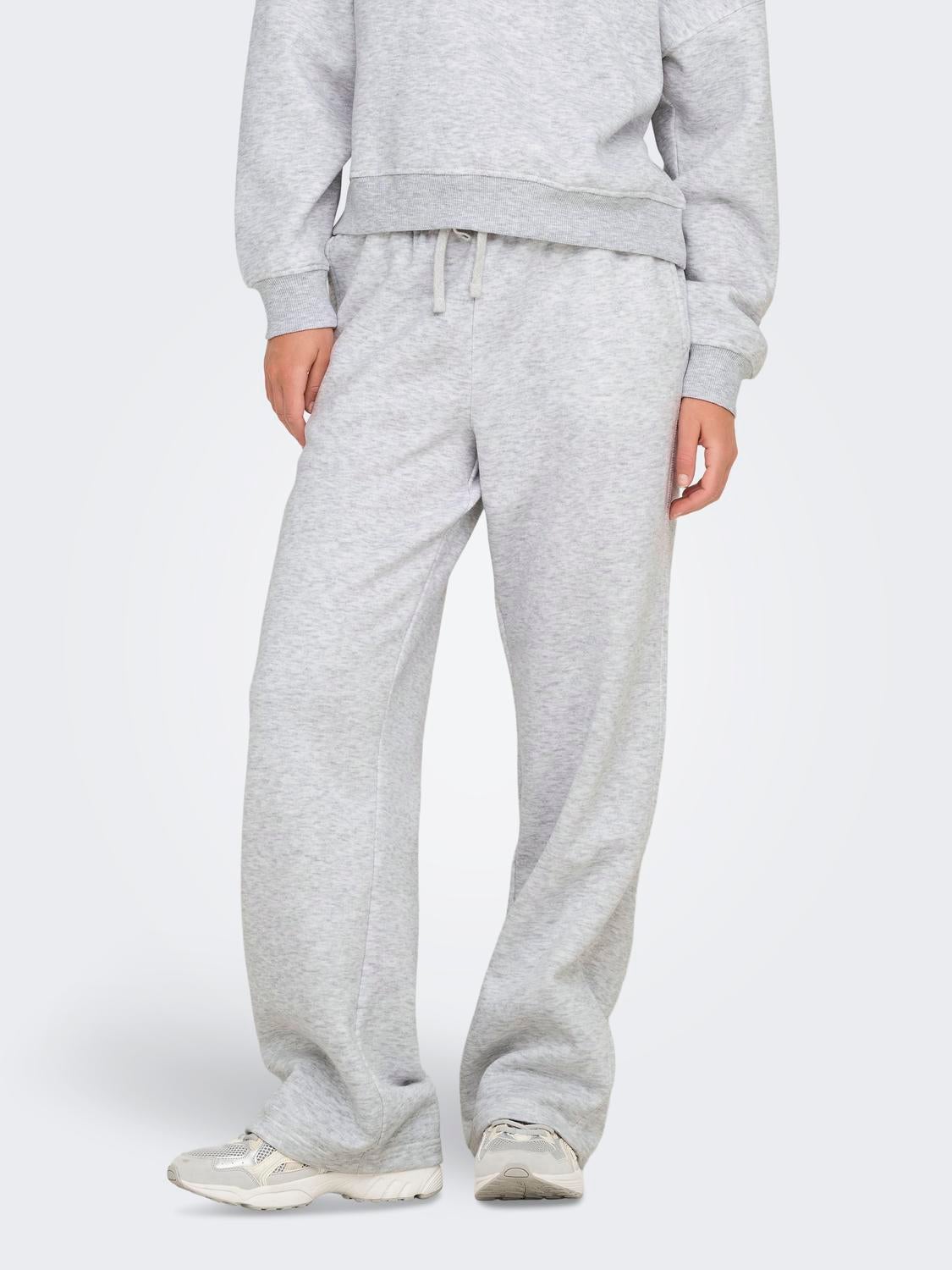 ONLBEST Mittlere Taille Weiter Beinschnitt Hose Light Grey Melange