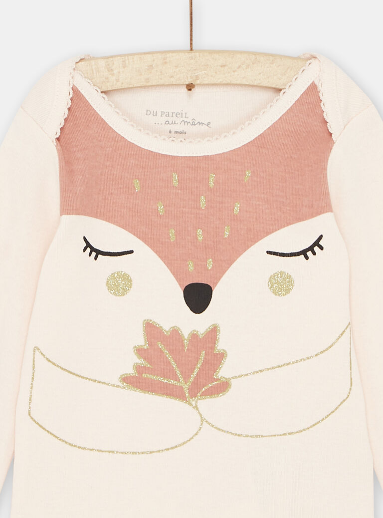 Body rose pâle à motif renard bébé fille