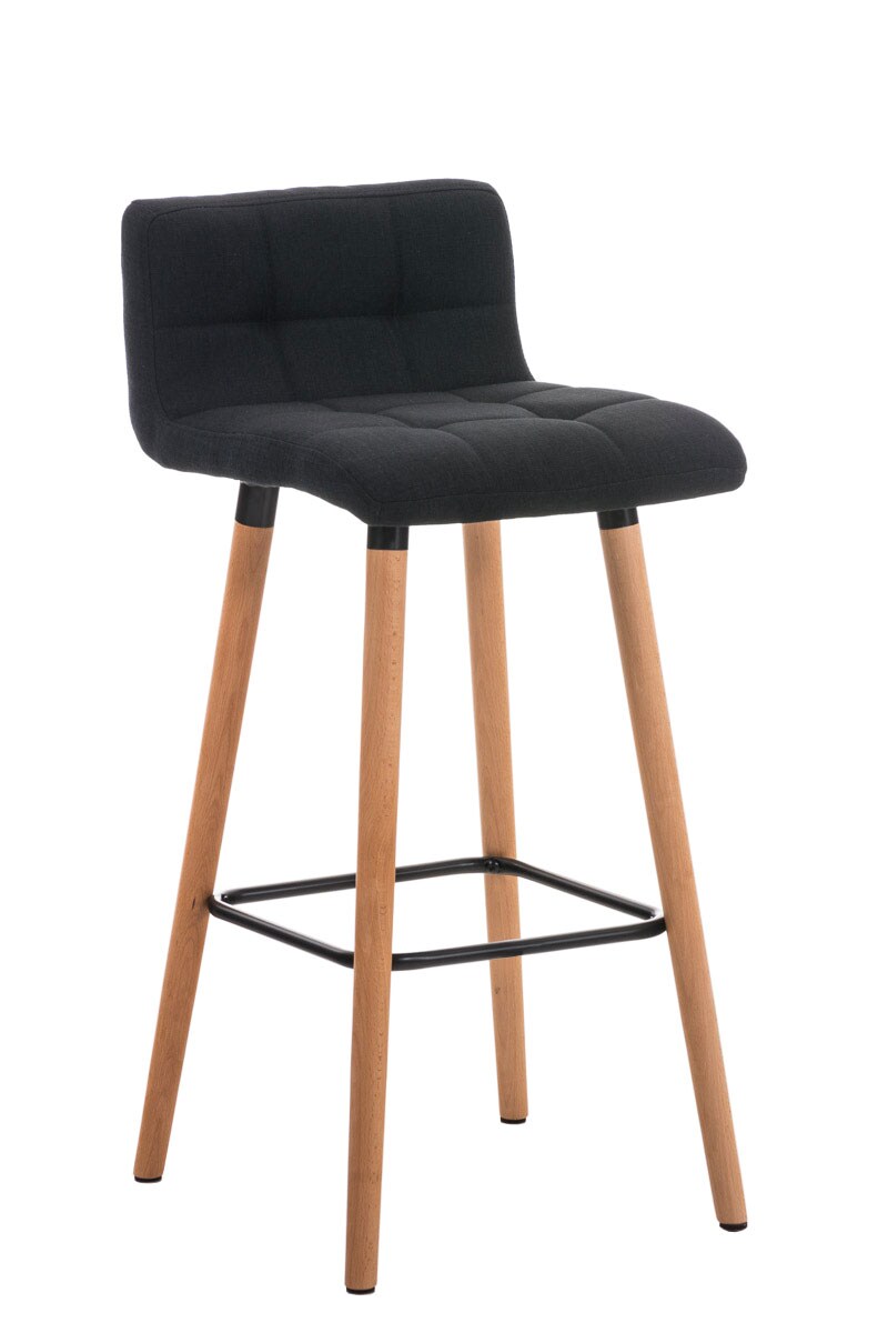 CLP Barhocker Lincoln mit Stoffbezug und Holzgestell I Thekenhocker mit Rückenlehne und Fußstütze I Barstuhl mit einer Sitzhöhe von: 75 cm