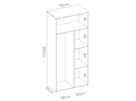 Armoire SONIA - 2 portes - L90cm - Coloris : Chêne et blanc
