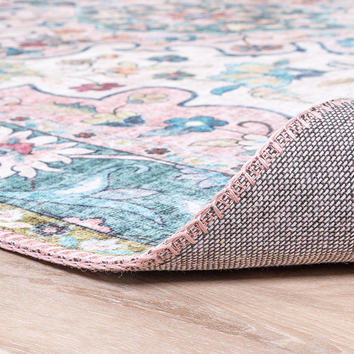 Rond vintage vloerkleed - Lily Oriental Blauw/Roze | Fleurig