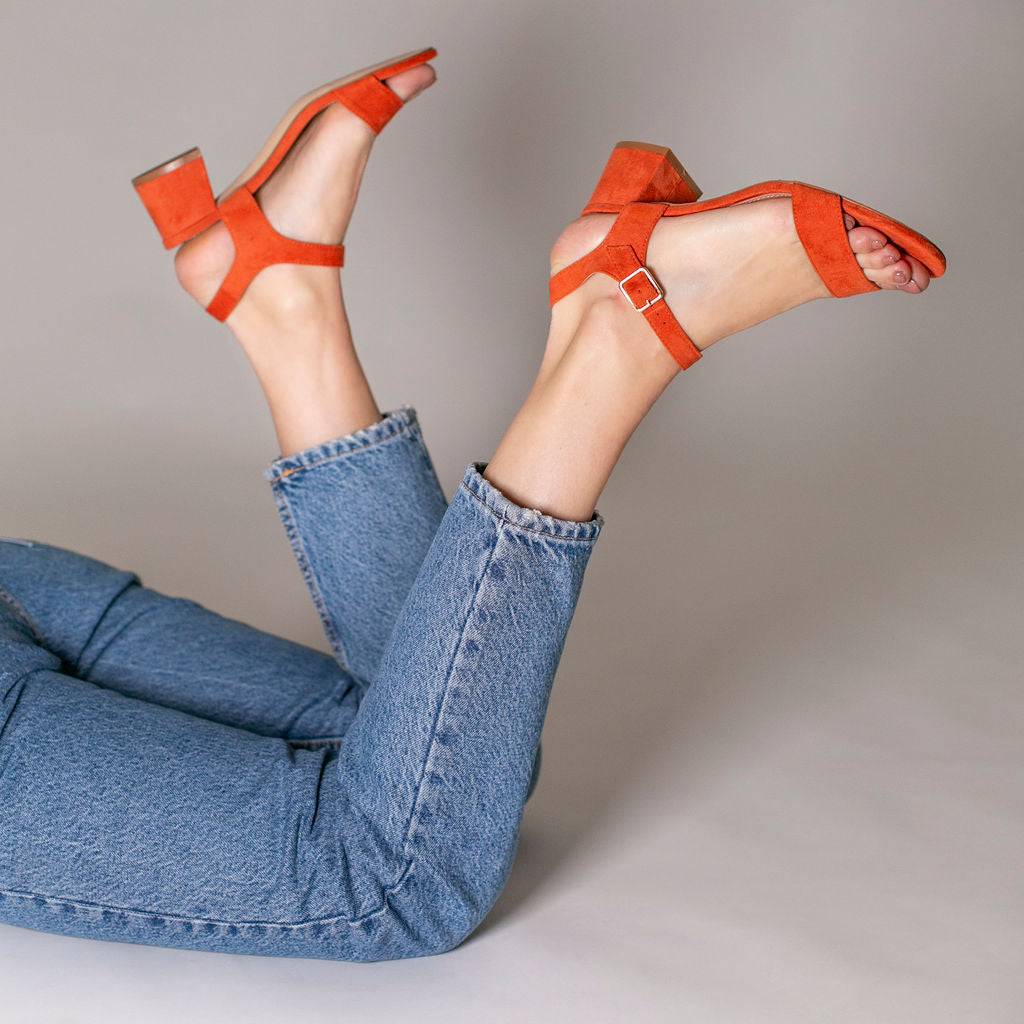 Sandales à talon, Compensées-Sandales Melissa orange à petit talon épais