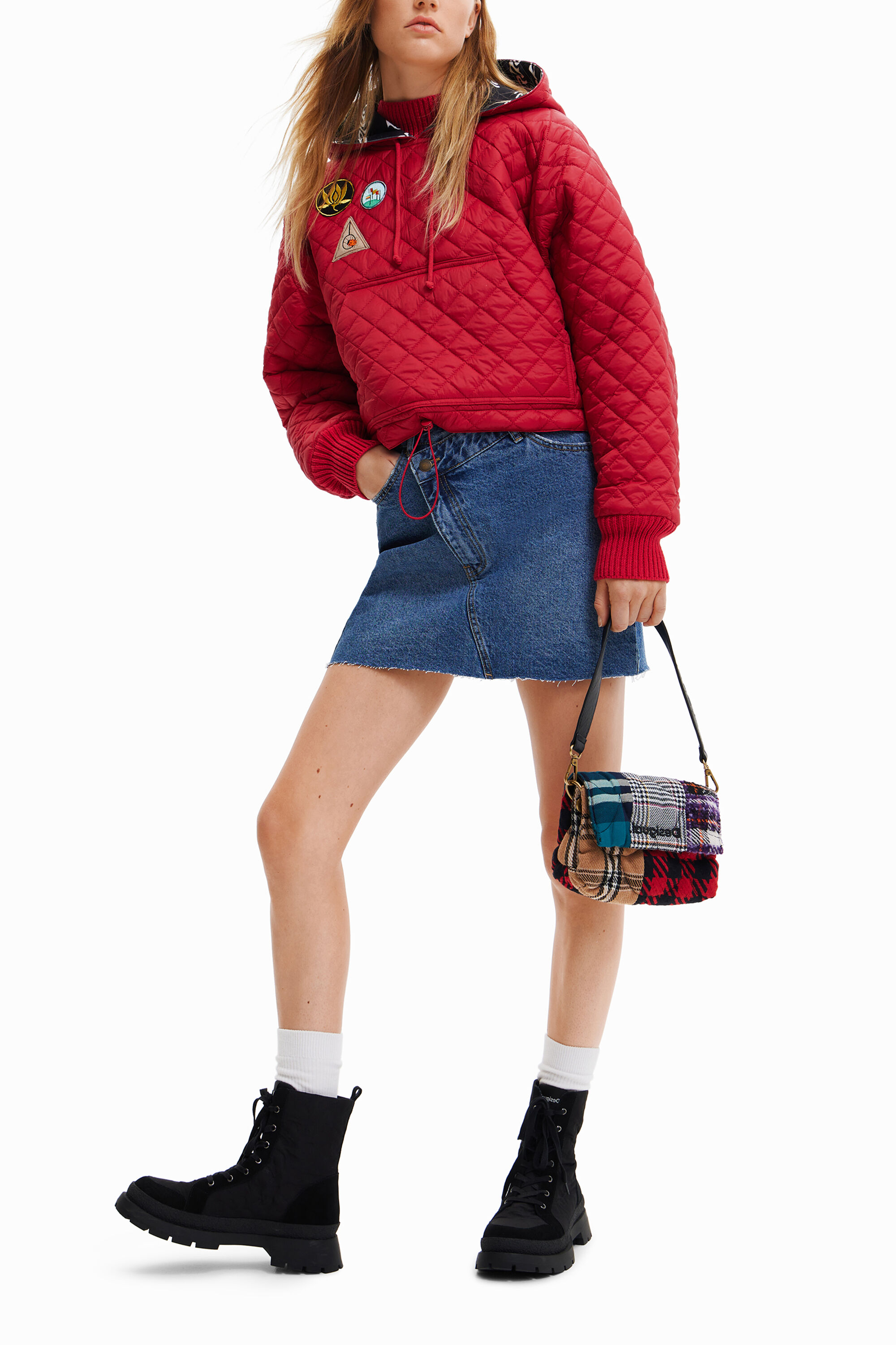 Sweat-shirt matelassé avec patchs