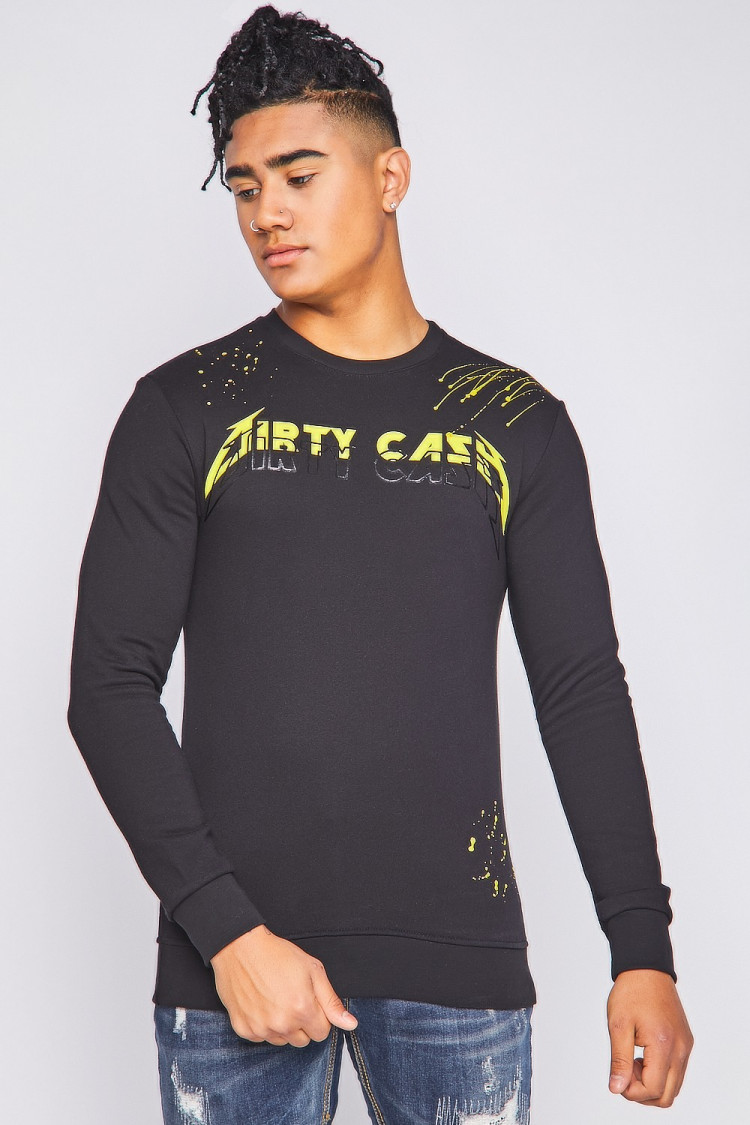 Sweat noir taché jaune