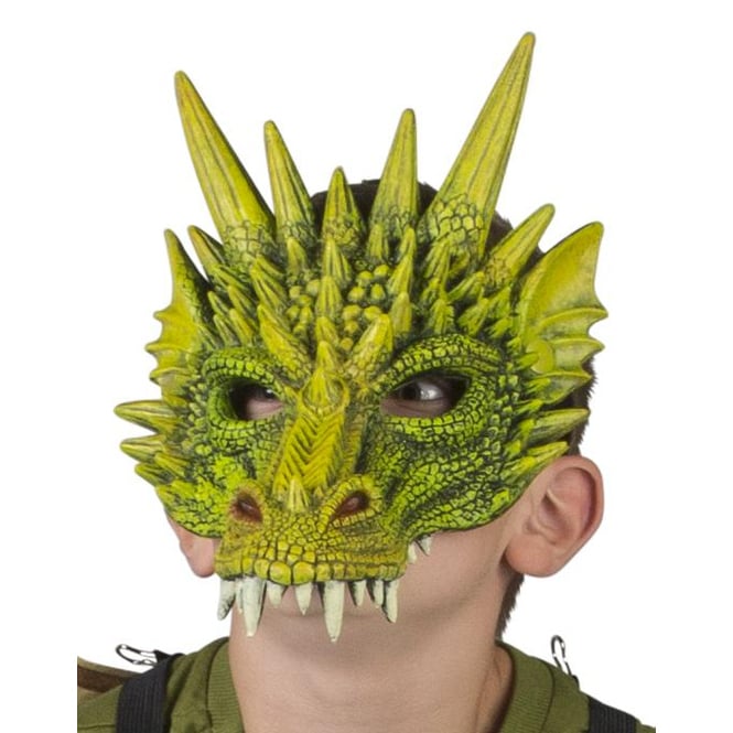 Halloweenmaske - Drache - für Kinder - grün