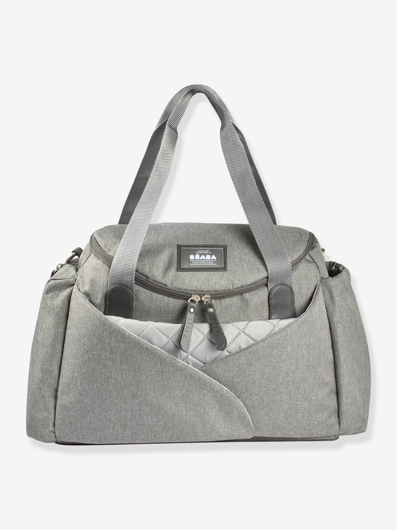 Bolsa de maternidade Sydney II BEABA, cinza claro com estampa.