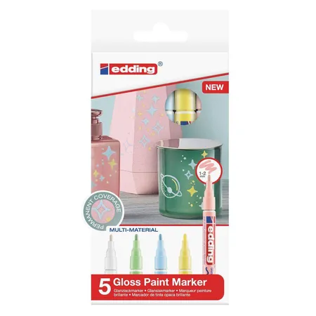 edding 751 Glanzlackmarker 1-2mm, Pastell, 5 Stück