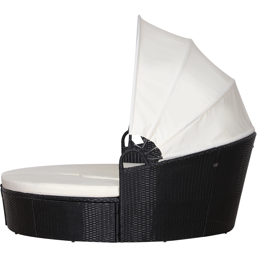 Outsunny Polyrattan Sonneninsel mit Sonnendach schwarz, creme