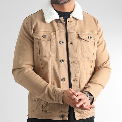 Veste Jean Col Fourrure 1887 Denim Camel