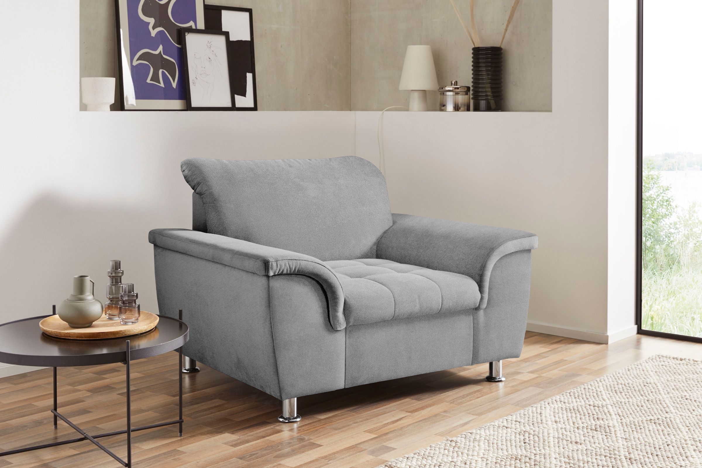 DOMO collection Sessel »Franzi, zeitlos und elegant, moderne Sitzheftung« wahlweise mit Kopfteilverstellung