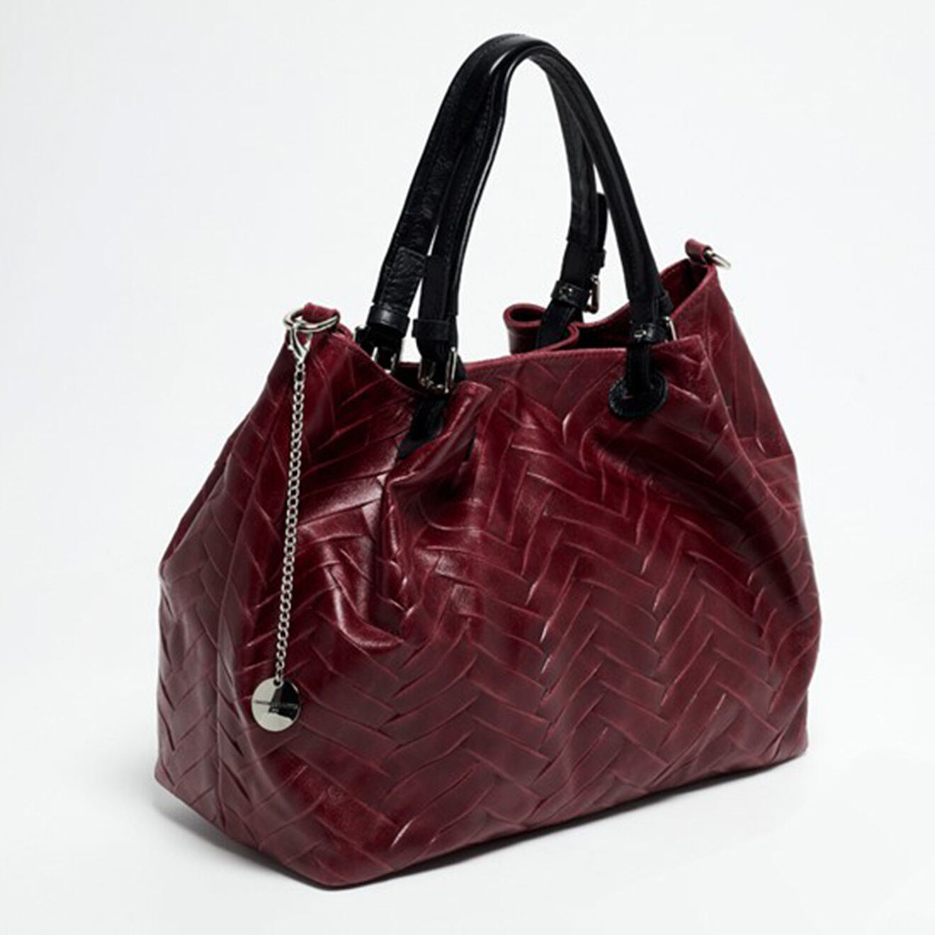 Christian Laurier Sac à main en Cuir tressé Lina bordeaux - 39.5x19x32.5 cm
