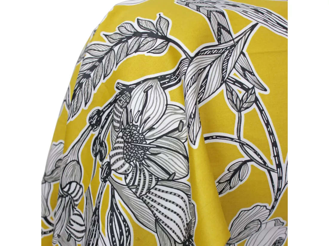 Taie de traversin 140x43 cm satin de coton BOTANIC jaune soleil