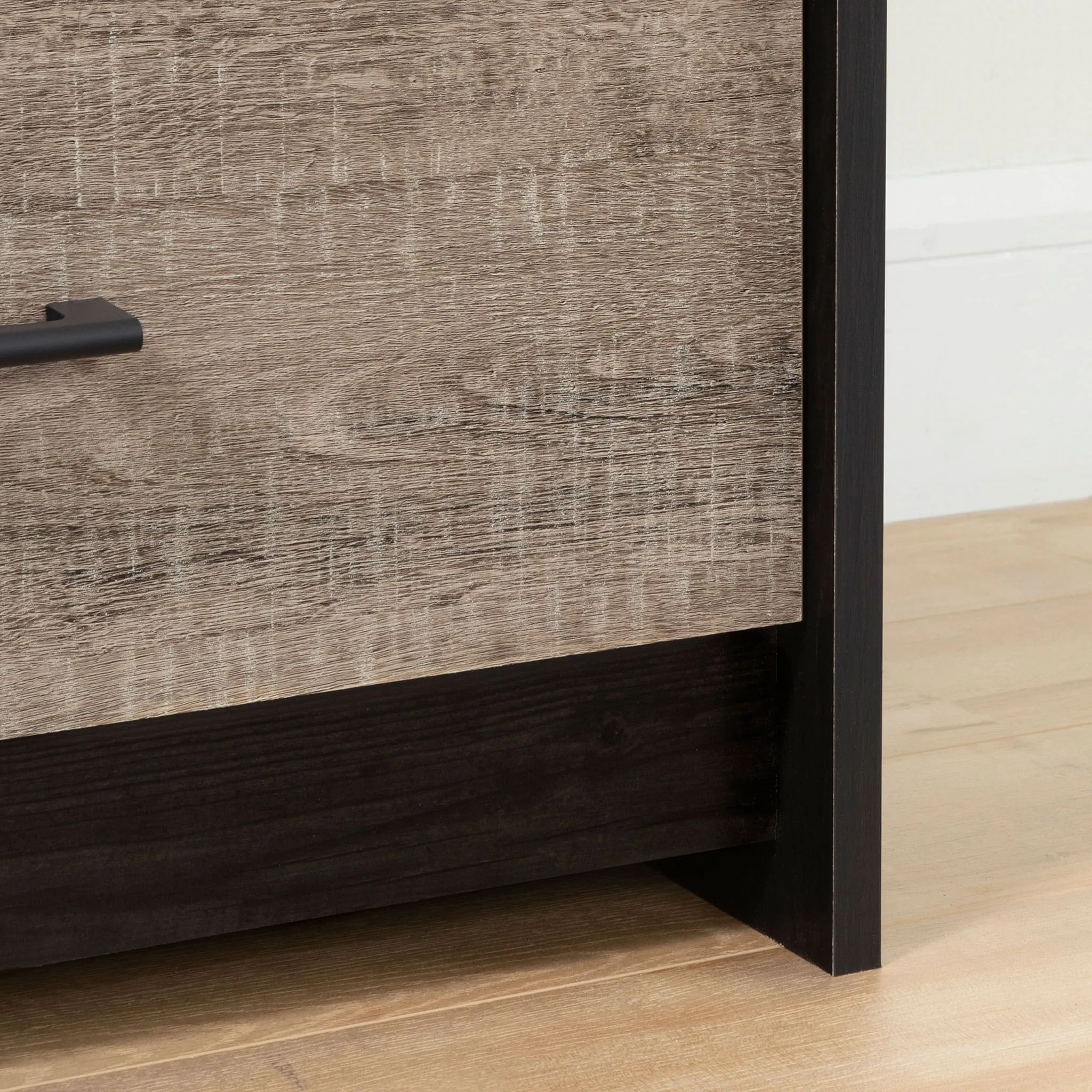 South Shore Commode 5 Tiroirs - Londen Noir antiqué et Chêne vieilli