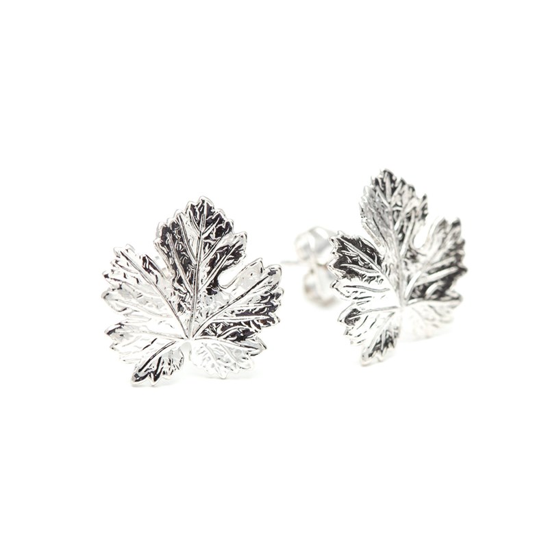 boucles d'oreilles puces feuilles plaqué argent - HÉRA