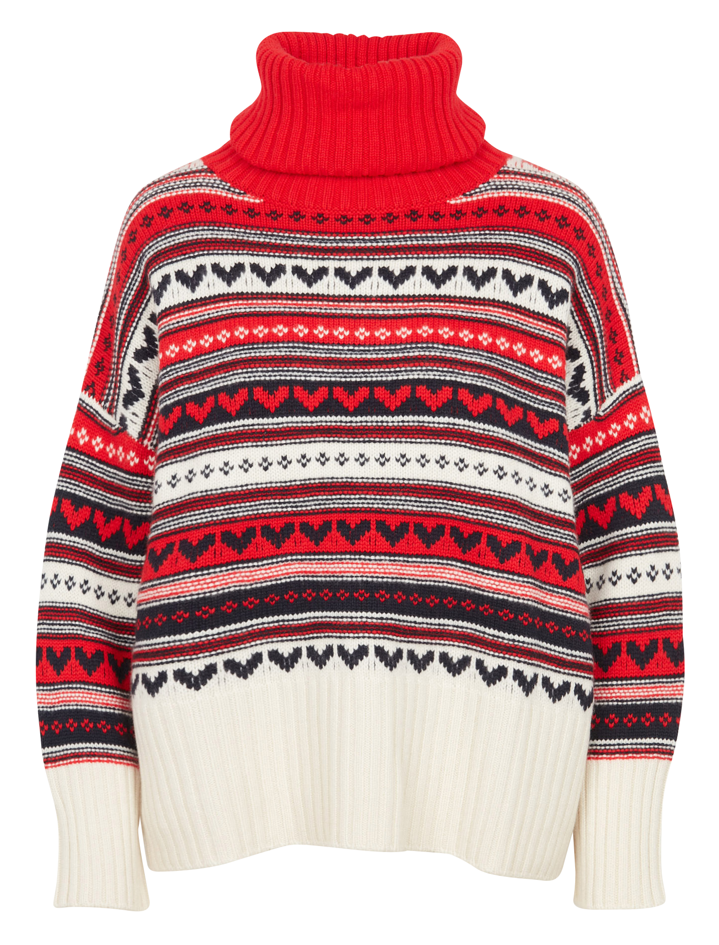 LOULOU - Pull col roulé imprimé en cachemire| Rouge