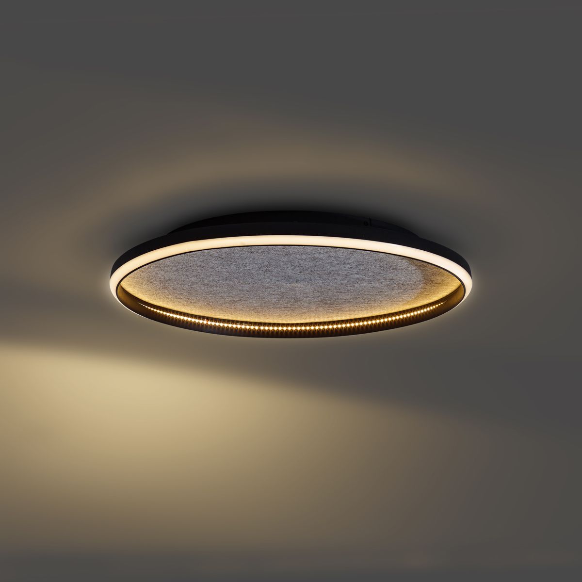 Design plafondlamp zwart met vilt incl. LED 3-staps dimbaar - Xavi Felt