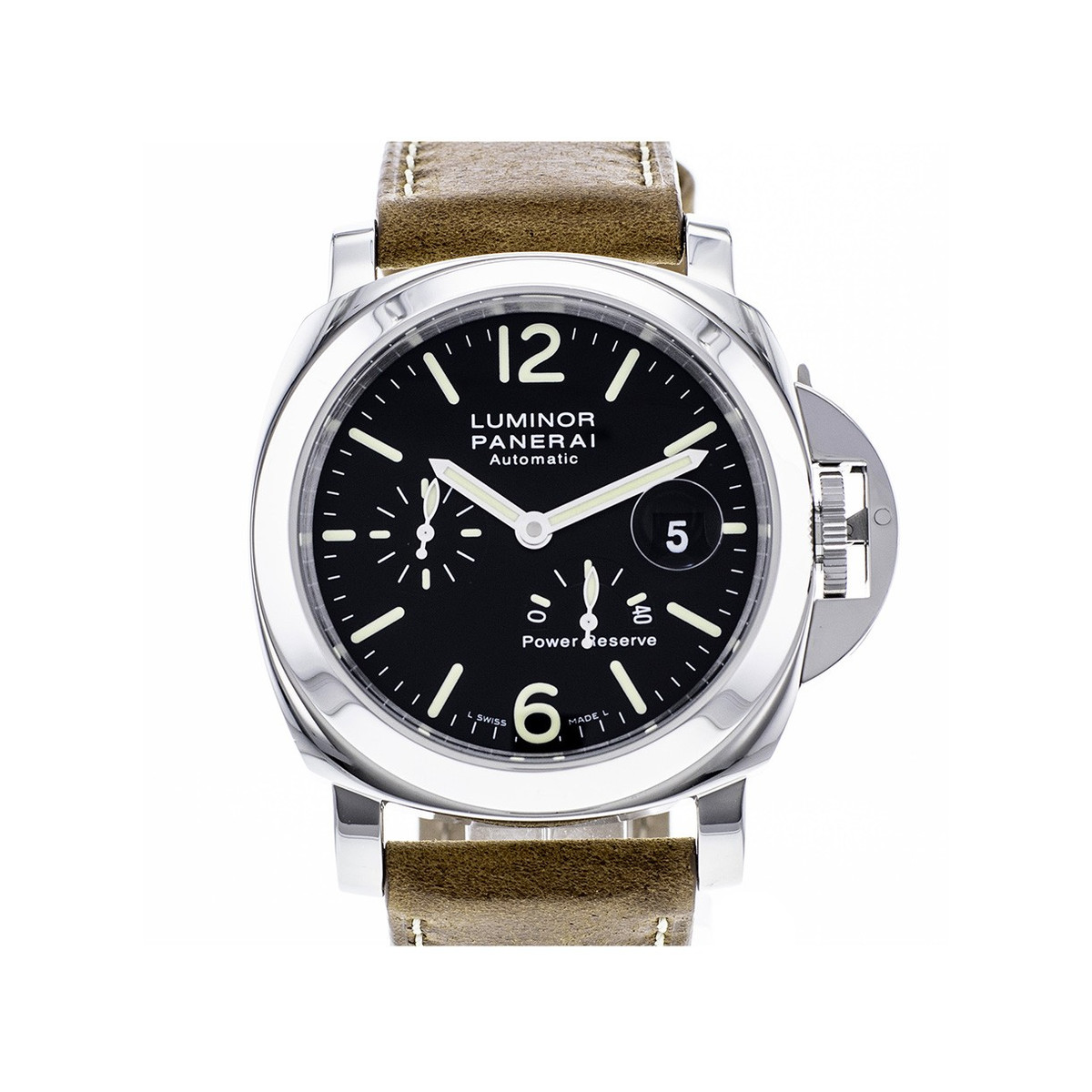 Montre d'occasion Panerai Luminor homme automatique acier bracelet cuir