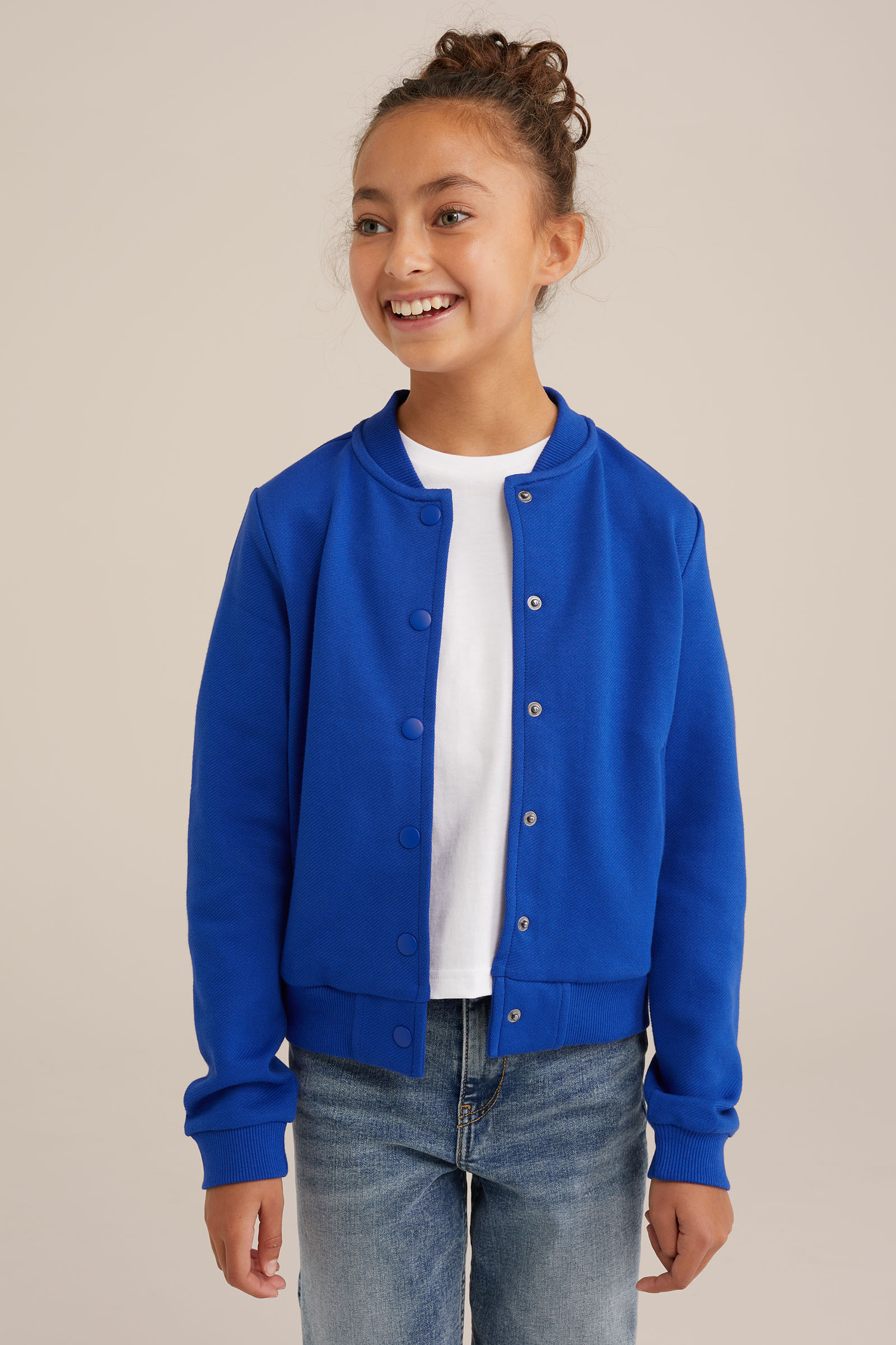 Meisjes bomber jack WE Fashion Kobaltblauw