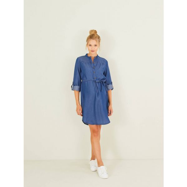Vertbaudet Vestido em Ganga Azul Desbotado 42