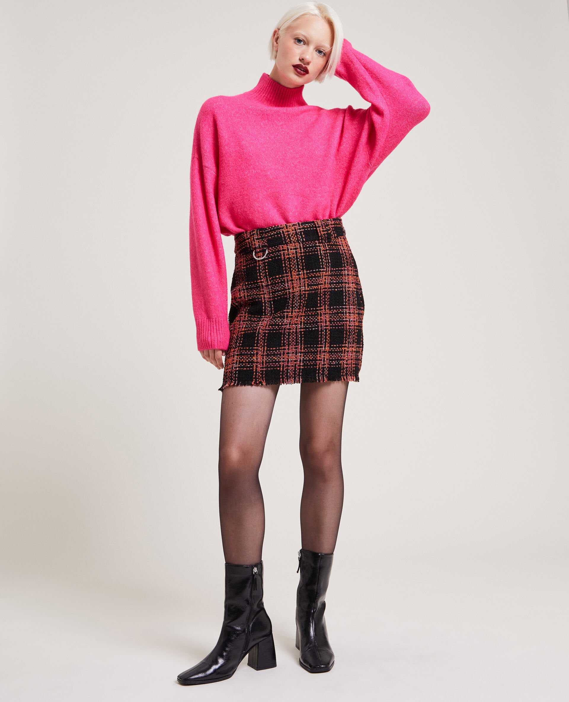 Jupe courte en tweed - Noir