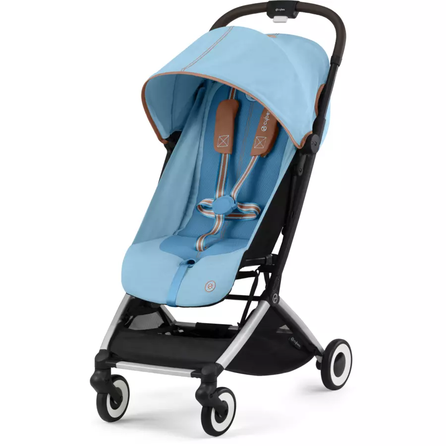 cybex GOLD Kinderwagen Orfeo Silver Beach Blue inklusive Babyschale Cloud G i-Size Moon Black mit Babyschale und Adapter