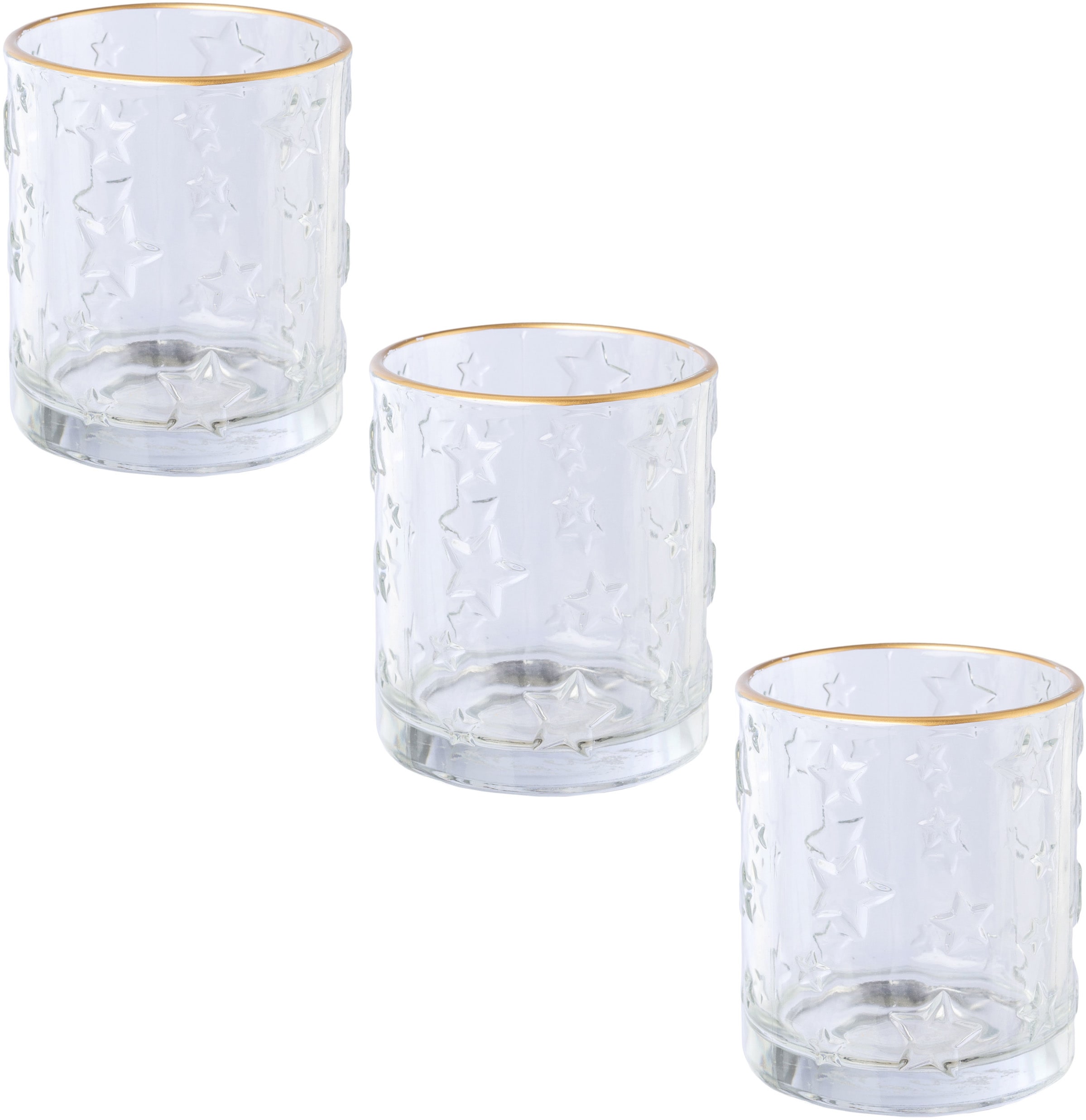 Creativ deco Windlicht »Weihnachtsdeko« klares Glas mit Stern-Struktur