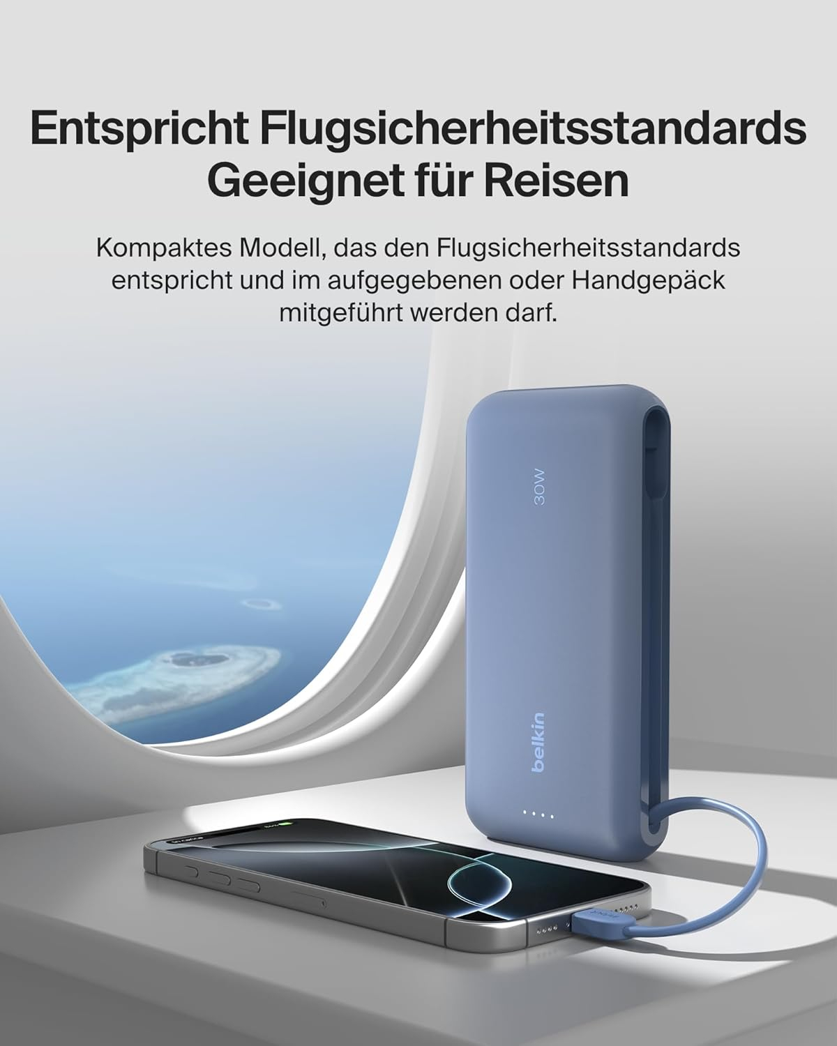 (30W) 20000mAh BoostCharge Powerbank USB C / USB A Ladegerät inkl. USB C Ladekabel Power Delivery (BPB024HQBL) - Blau