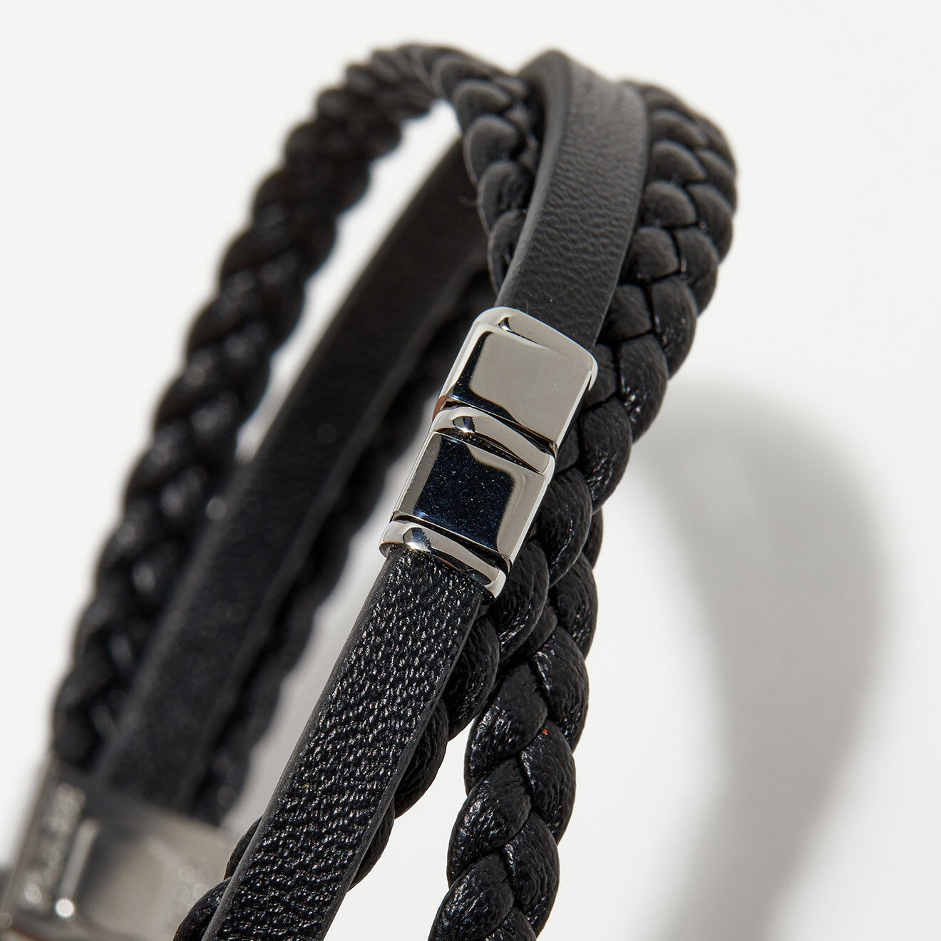 Jacobson Bracelet Multi rangs en Cuir noir