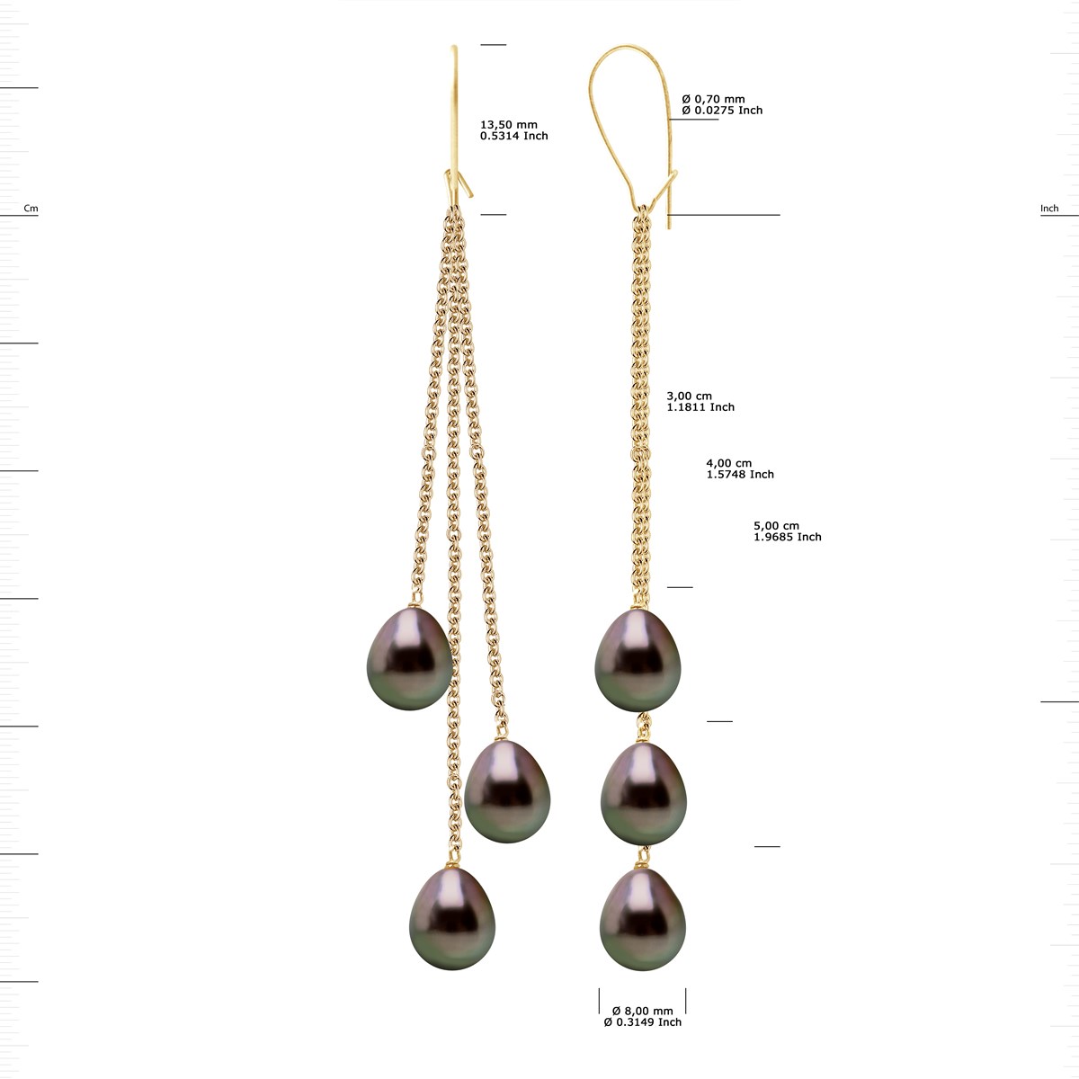 STELLA - Boucles d'Oreilles Perles de Tahiti 8-9 mm Or Jaune