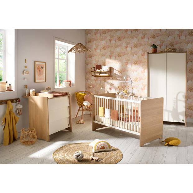 Chambre Trio Lit 140x70 Commode Armoire VANILLE - SAUTHON