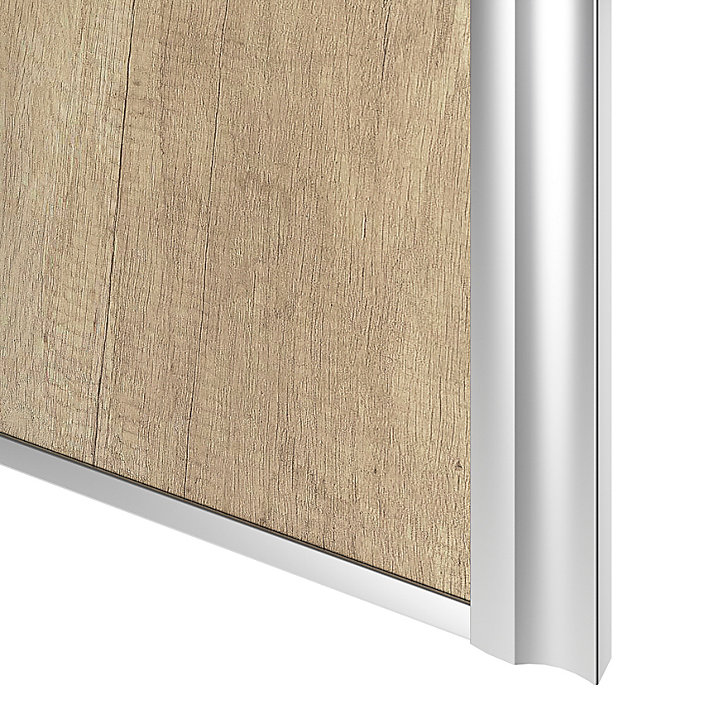 Porte de placard coulissante atelier effet chêne brut profil gris GoodHome Arius H. 248,5 x L. 76.2 cm + amortisseurs