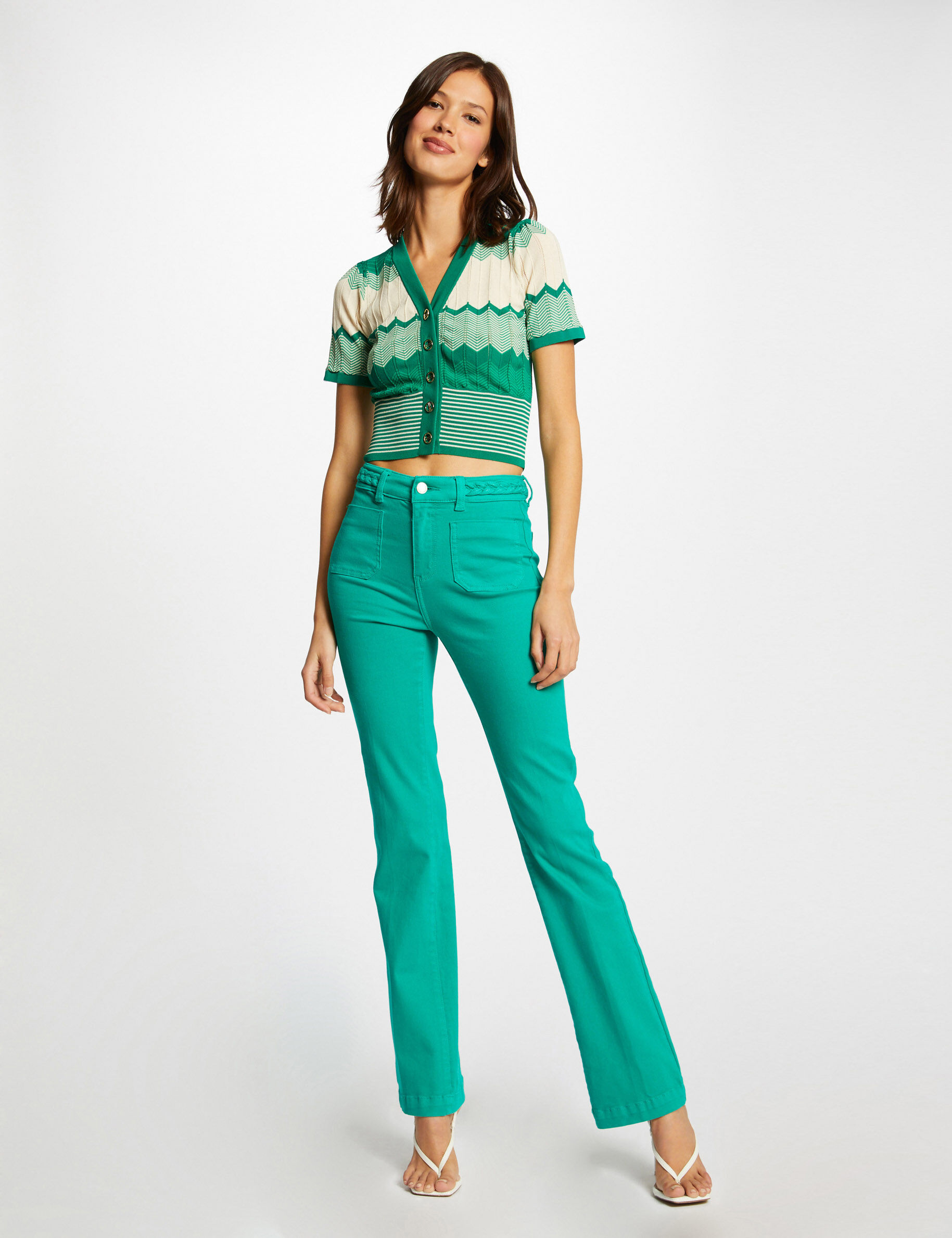 Pantalon bootcut avec détails tressés vert femme - vert