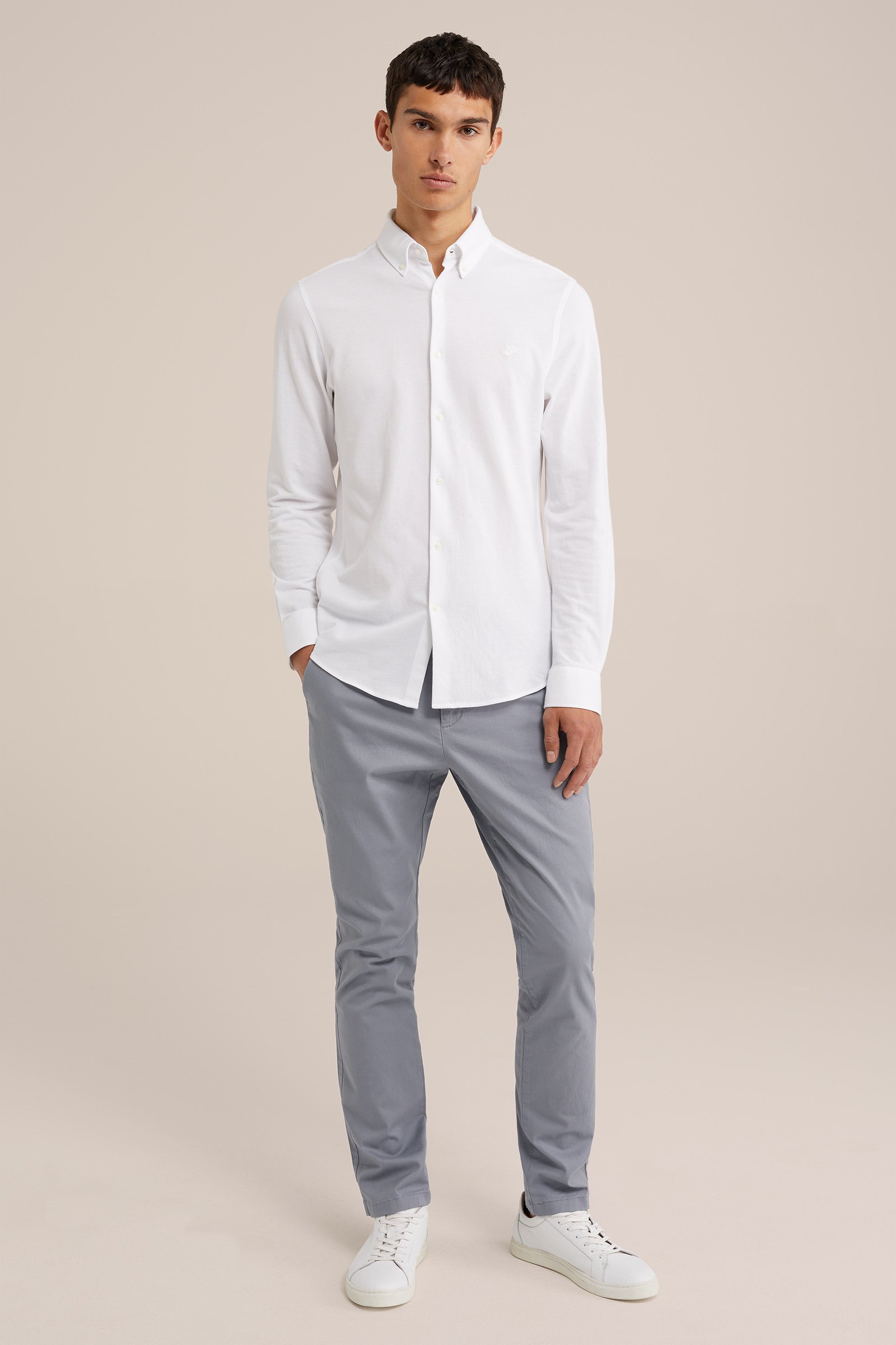 slim fit chino met stretch Fundamentals Lichtblauw