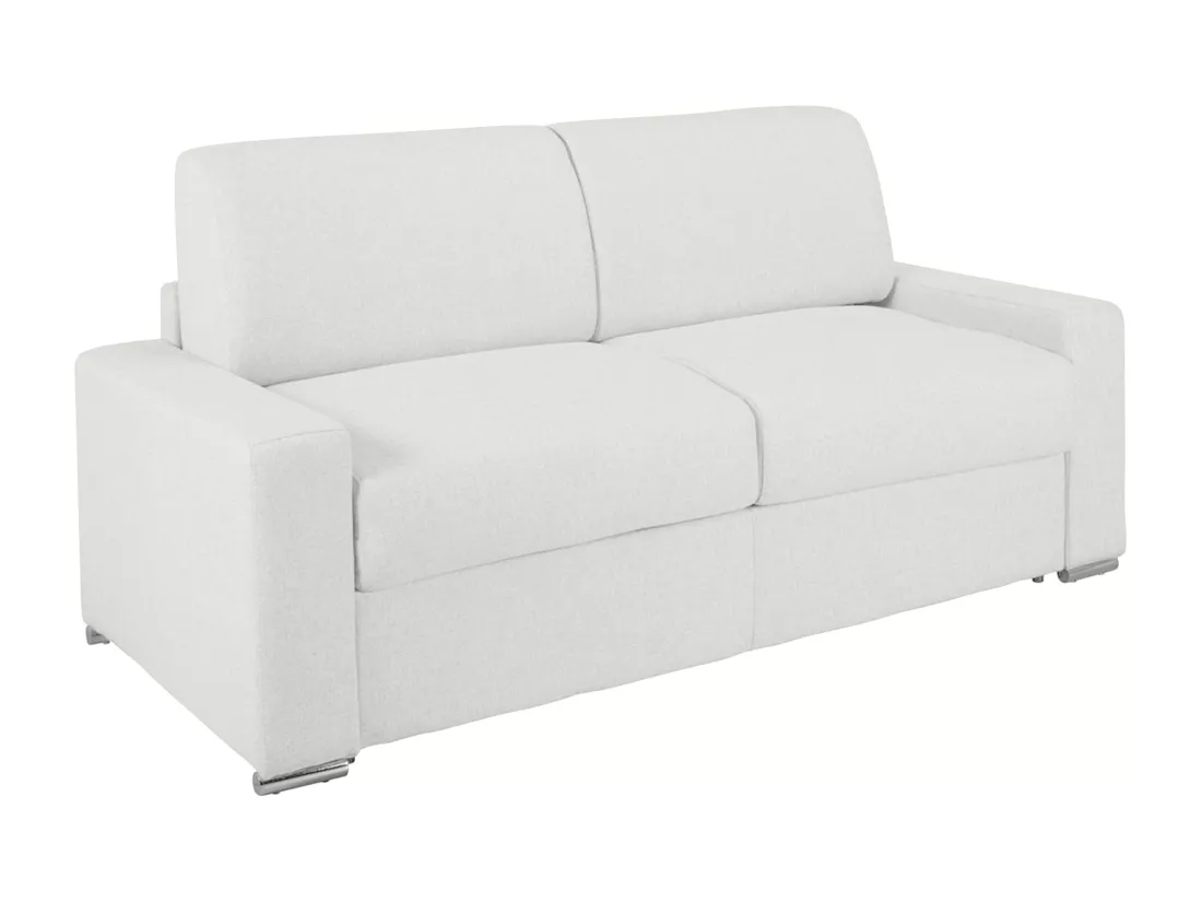 Canapé 3 places convertible express en simili blanc - Couchage lattes larges 140 cm - Matelas 14 cm CALITO