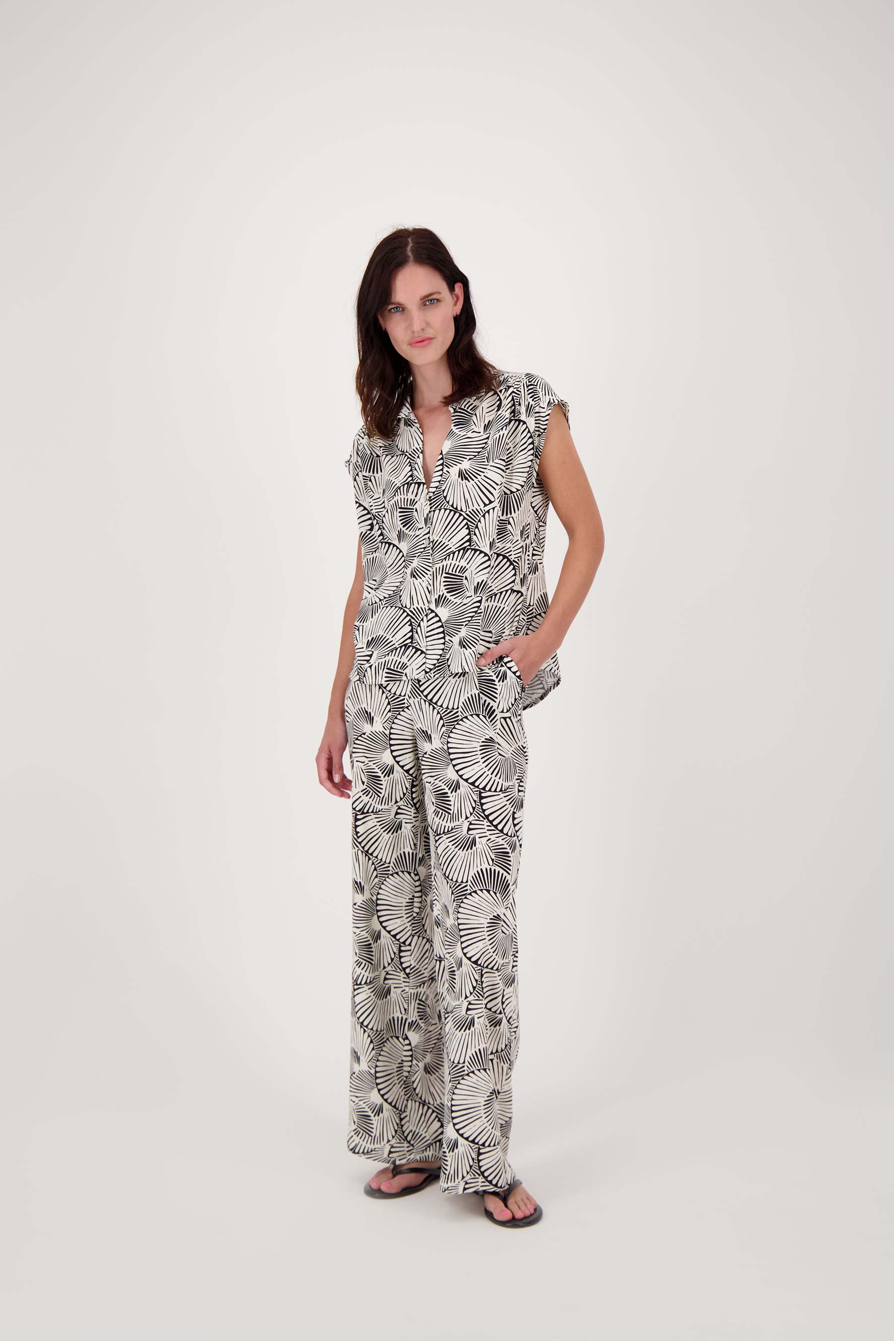 wijde broek met grafische print