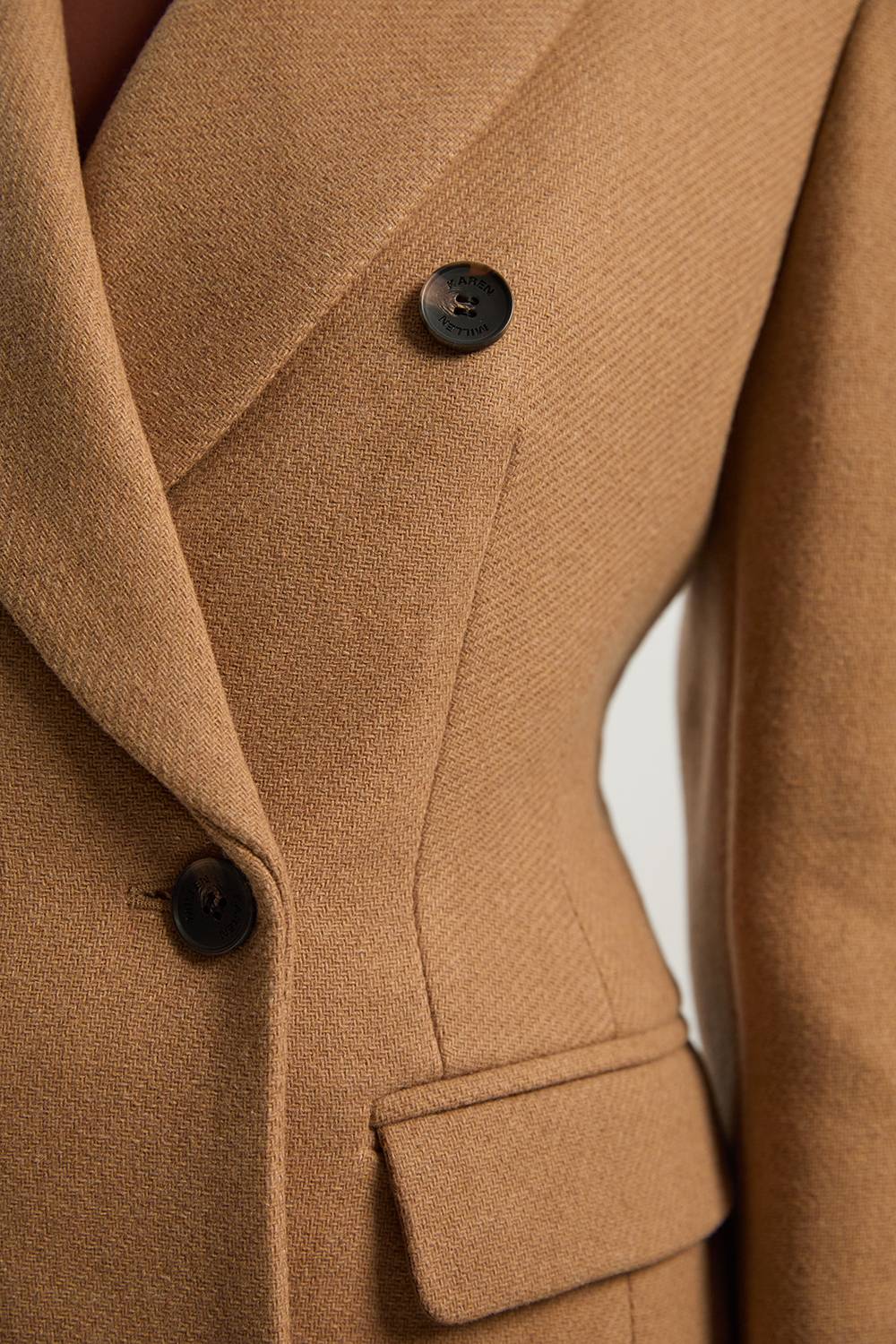 KarenMillen Manteau Mi-Long Tailleur en Laine Croisé Petite Taille