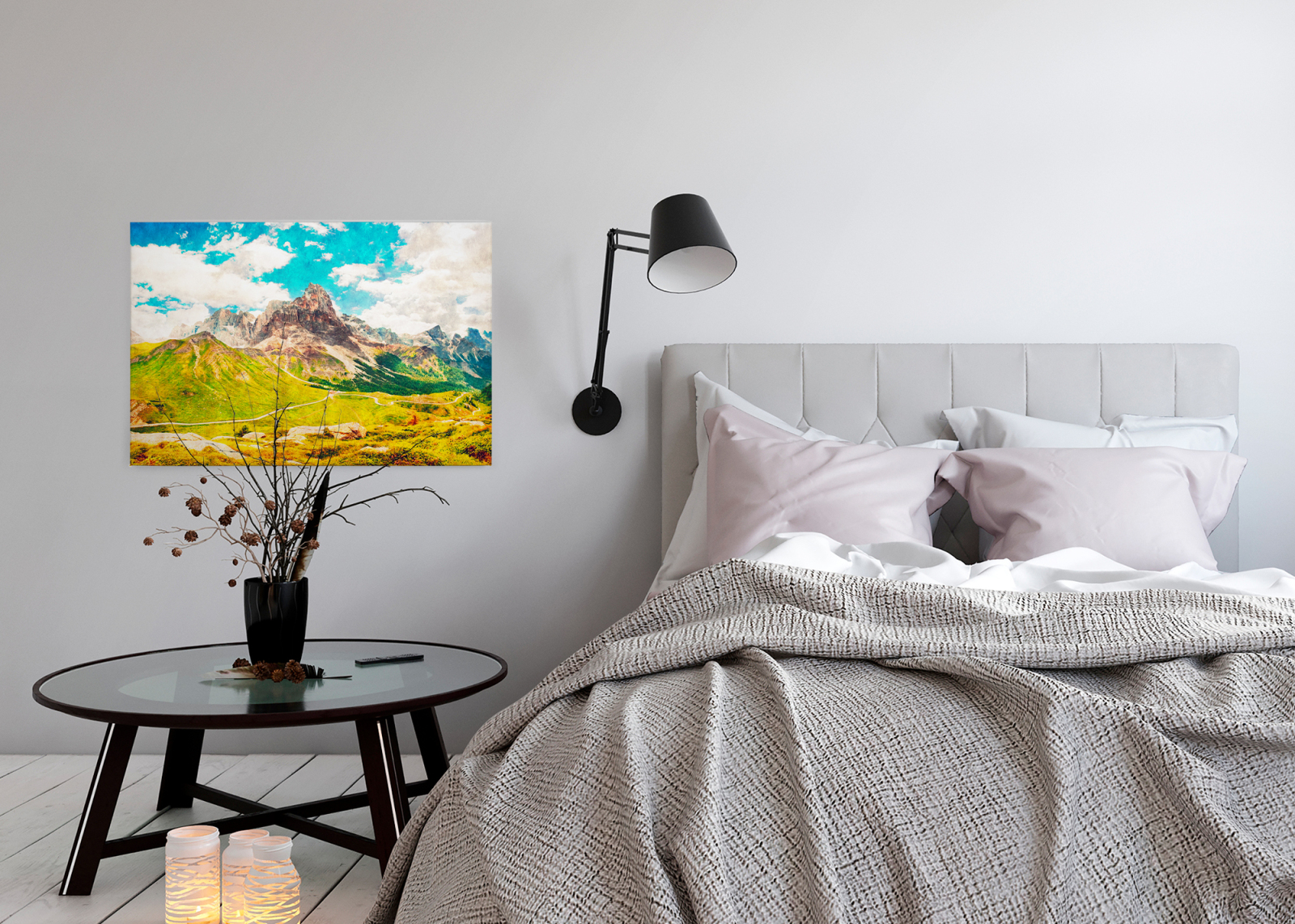 Leinwandbild BERGE - grün-blau - 90x60 cm
