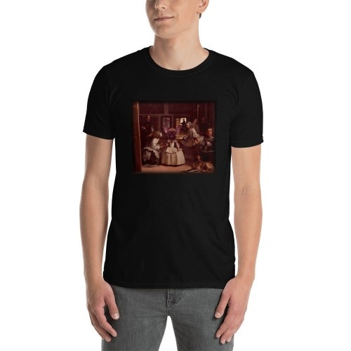 Camiseta masculina Mascochula, Las Meninas, personalizada com seu animal de estimação, preta.