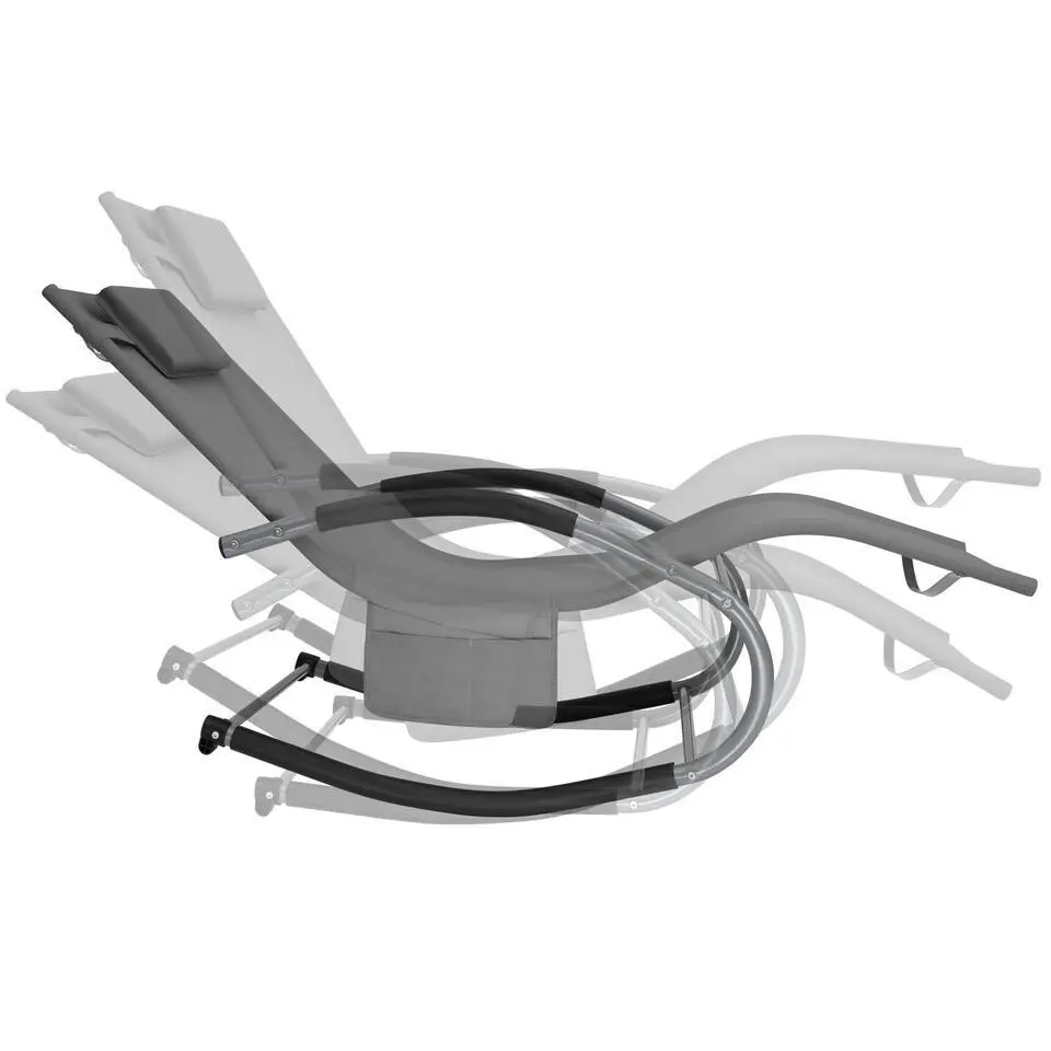 tectake Ligstoel Taya, ergonomisch, schommelfunctie, Grijs