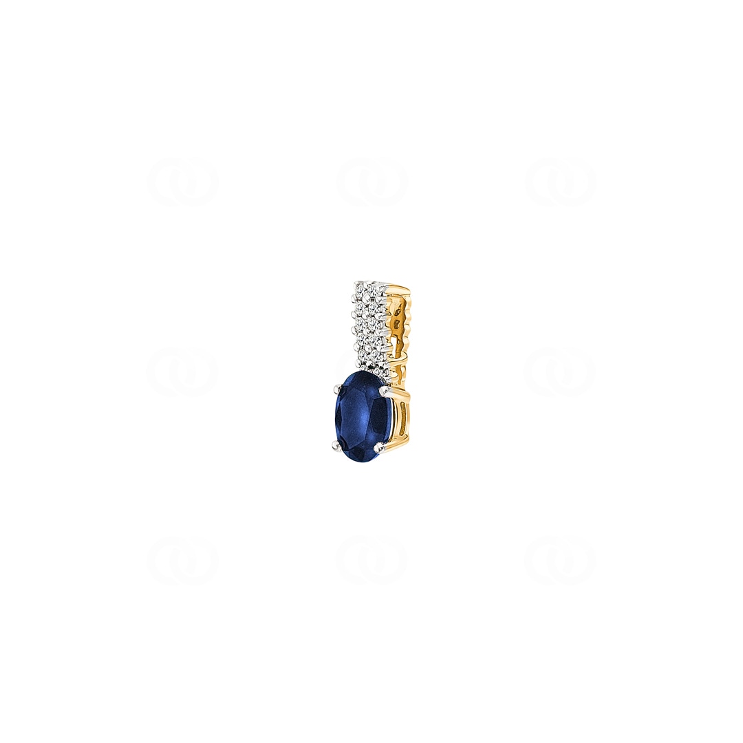 Anhänger 750/18 K Gelbgold mit Saphir oval und Diamanten 0.05 ct H/si