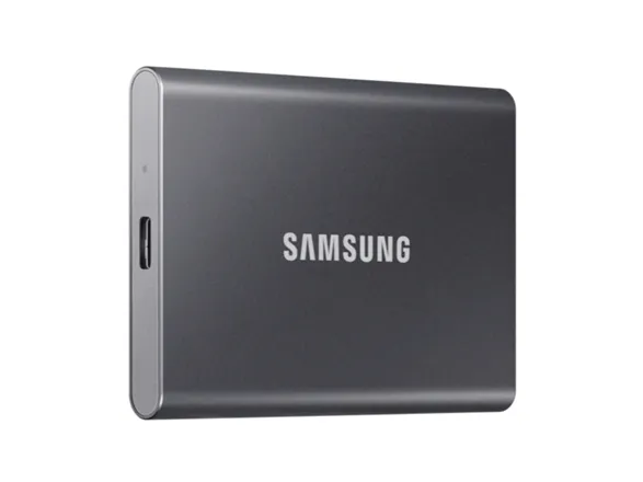 Samsung T7 MU-PC2T0T - SSD - krypteret - 2 TB - ekstern (bærbar) - USB 3.2 Gen 2 (USB-C stikforbindelse) - 256-bit AES - titan grå