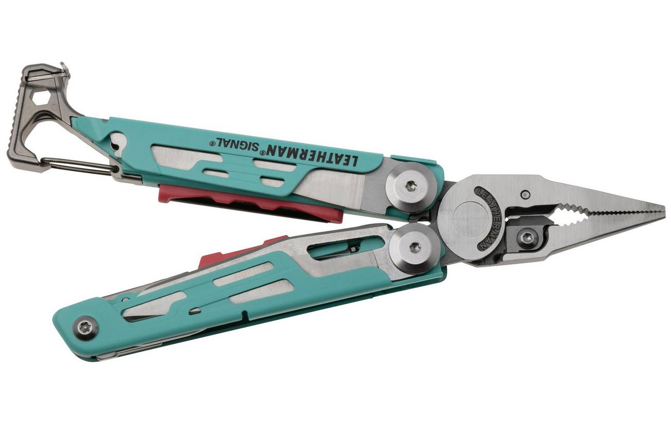 Leatherman Signal Aqua & Silver 7000-AQS survival multitool, nylon sheath