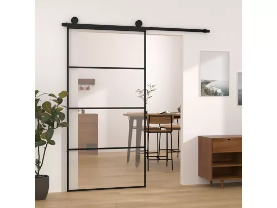 Porte coulissante et kit de quincaillerie 102,5x205cm Verre ESG
