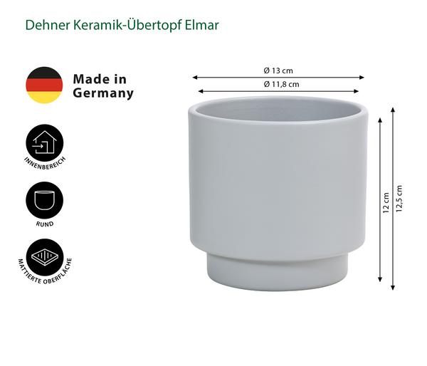 Dehner Keramik-Übertopf Elmar, grau, ca. Ø13