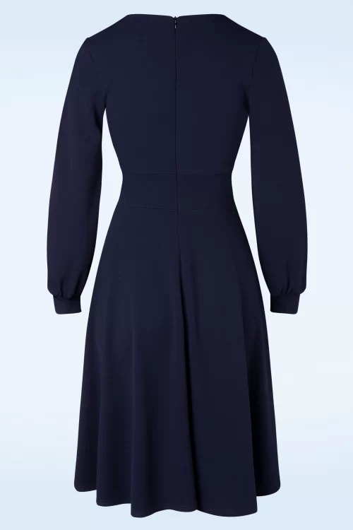 Vintage Chic for Topvintage Helaine swingjurk in marineblauw
