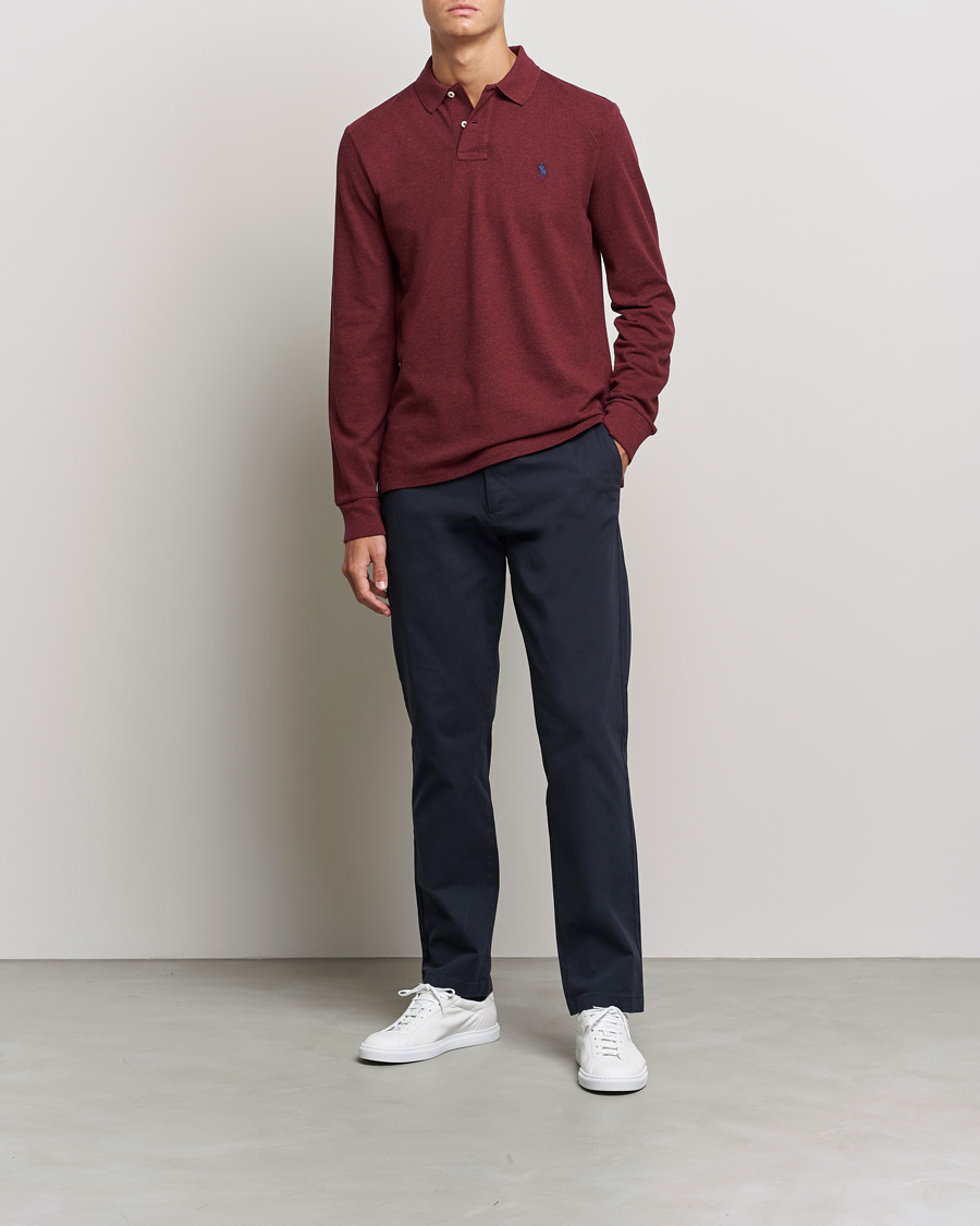 Polo Ralph Lauren Custom Fit Long Sleeve Polo Spring Wine Heather
