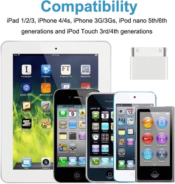 3 stk.8-pinners til 30-pinners lynadapter for iPhone, iPad ..