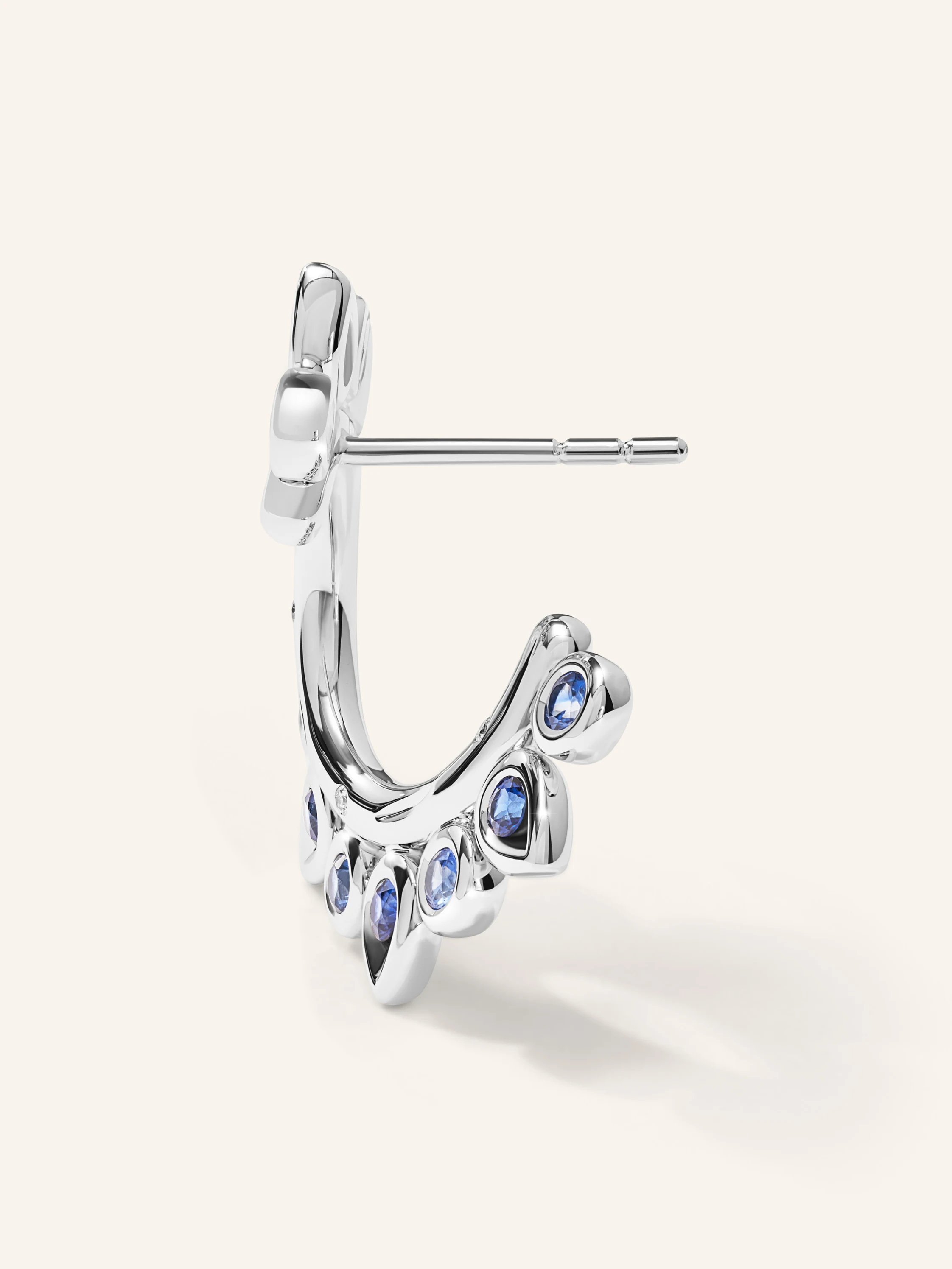 TAMARA COMOLLI Ohrringe OHRRINGE GYPSY HOOP SUN 'OCEAN' 18K Weißgold