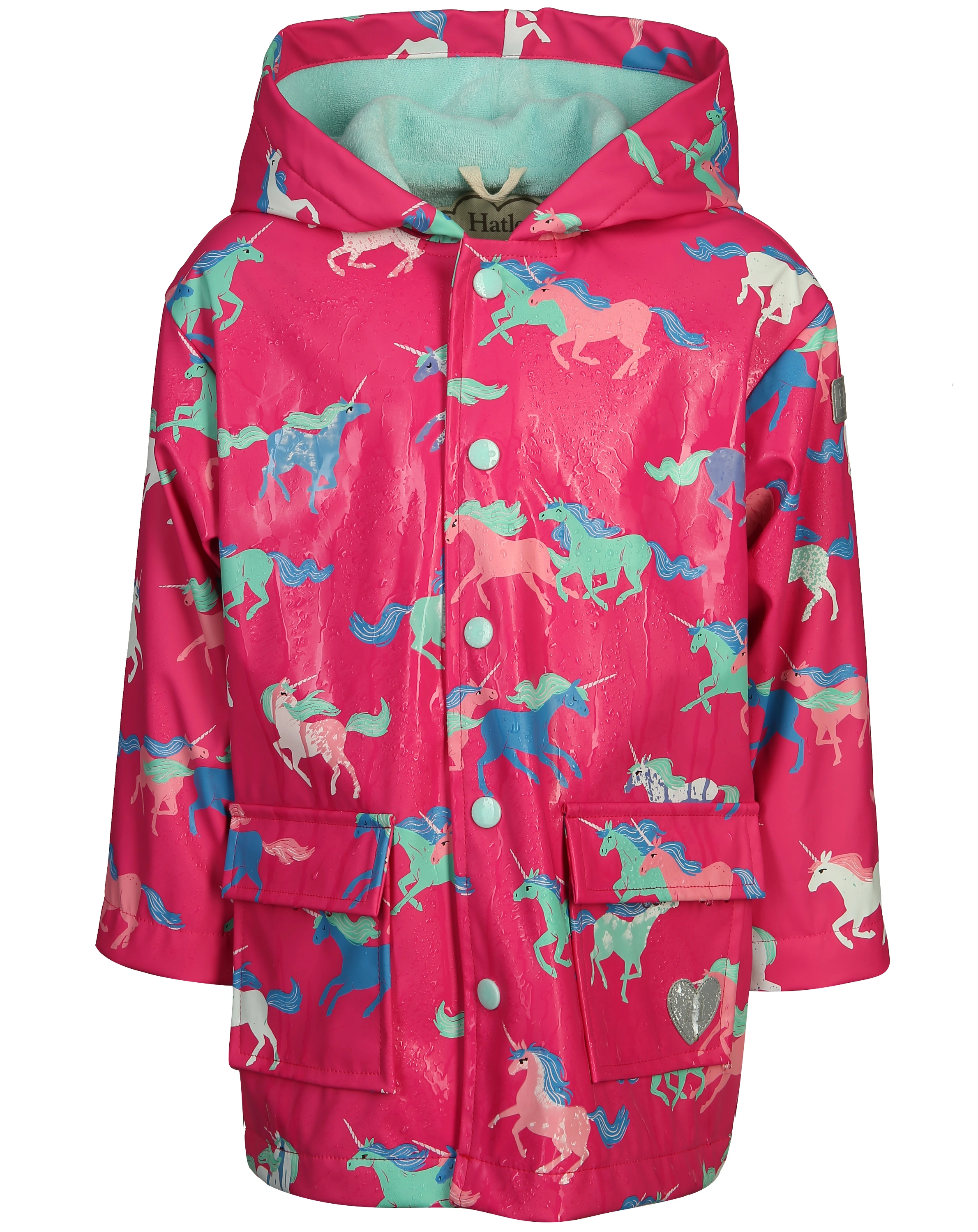 Regenmantel COLOUR CHANGING - FROLICKING UNICORNS in pink