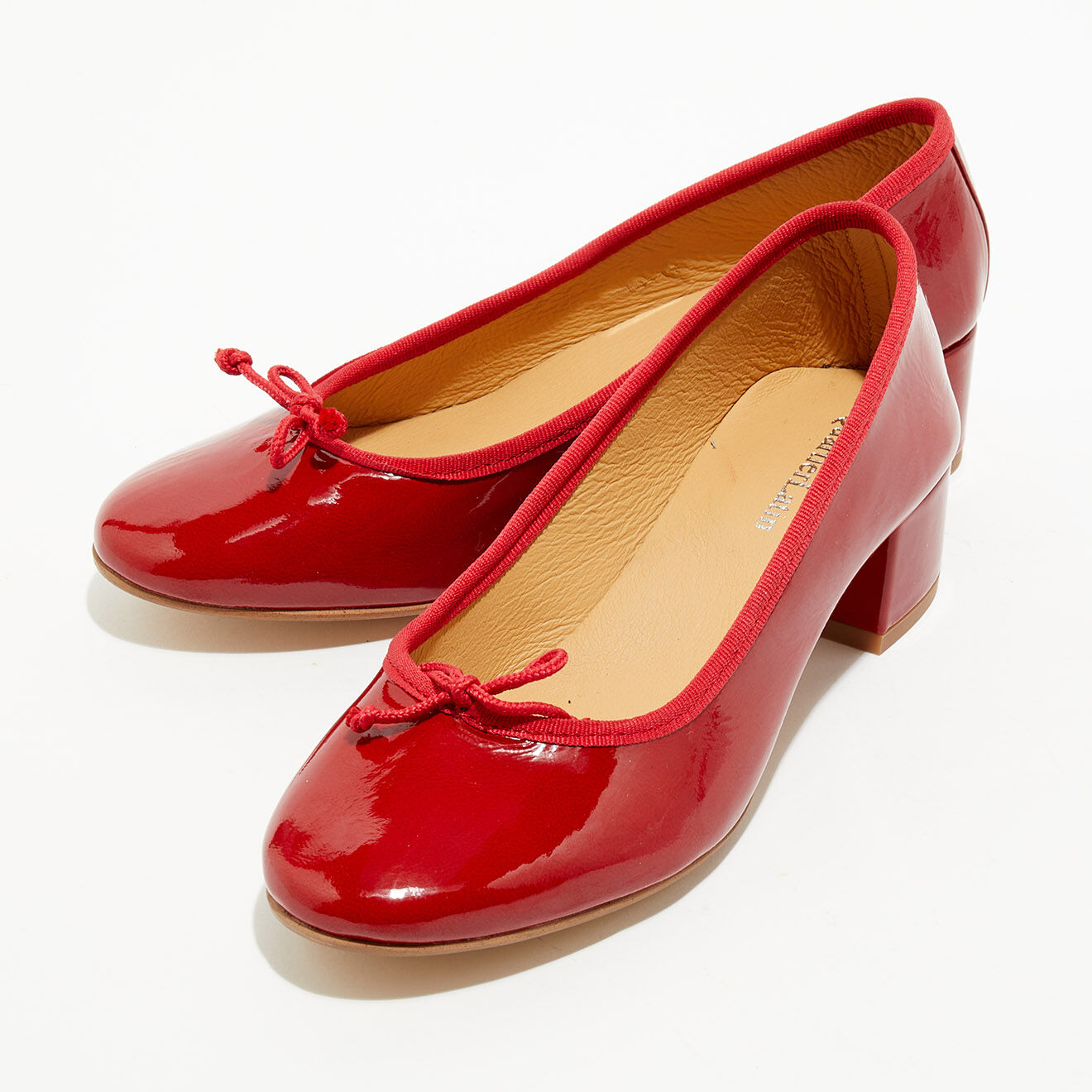 Quartier Latin Ballerines trotters en Cuir verni Diane rouges - Talon 4 cm